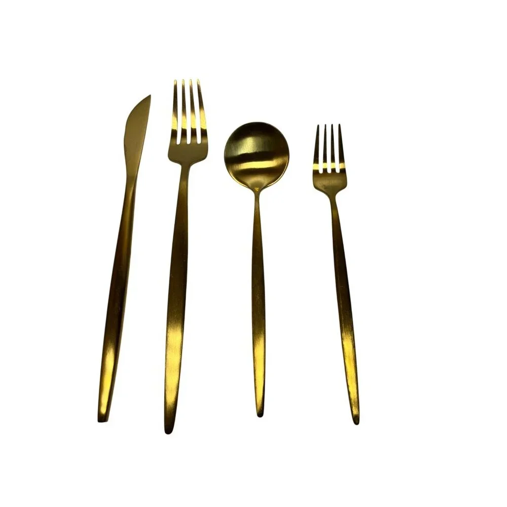 Gold Flatware Cutlery Set‎ Elegant Design Easy Clean 30 pc Modern style READ